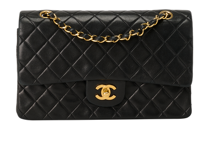 Medium Double Flap, &pound;4,800, Handbags, Black, Lambskin Leather, Front view